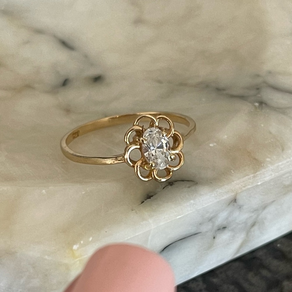 Solid 10K yellow gold vintage ring CZ cubic zirconia 90s minimalist 10 karat VTG - Picture 13 of 16